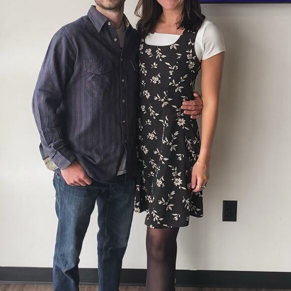 Newport news vintage black floral jumper dress - Picture 2 of 7